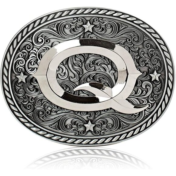 Women\'s Silver Q Cowgirl Initial Large Letter Zinc Alloy Imported Belt Buckles main image 7